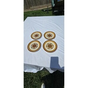 Vintage Plates Set of 4 Electra Casual Ceram Stoneware 7.5" Majestic 9600 Japan